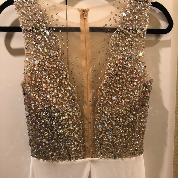 White Blush Sequined Prom Dress - Picture 5 of 6